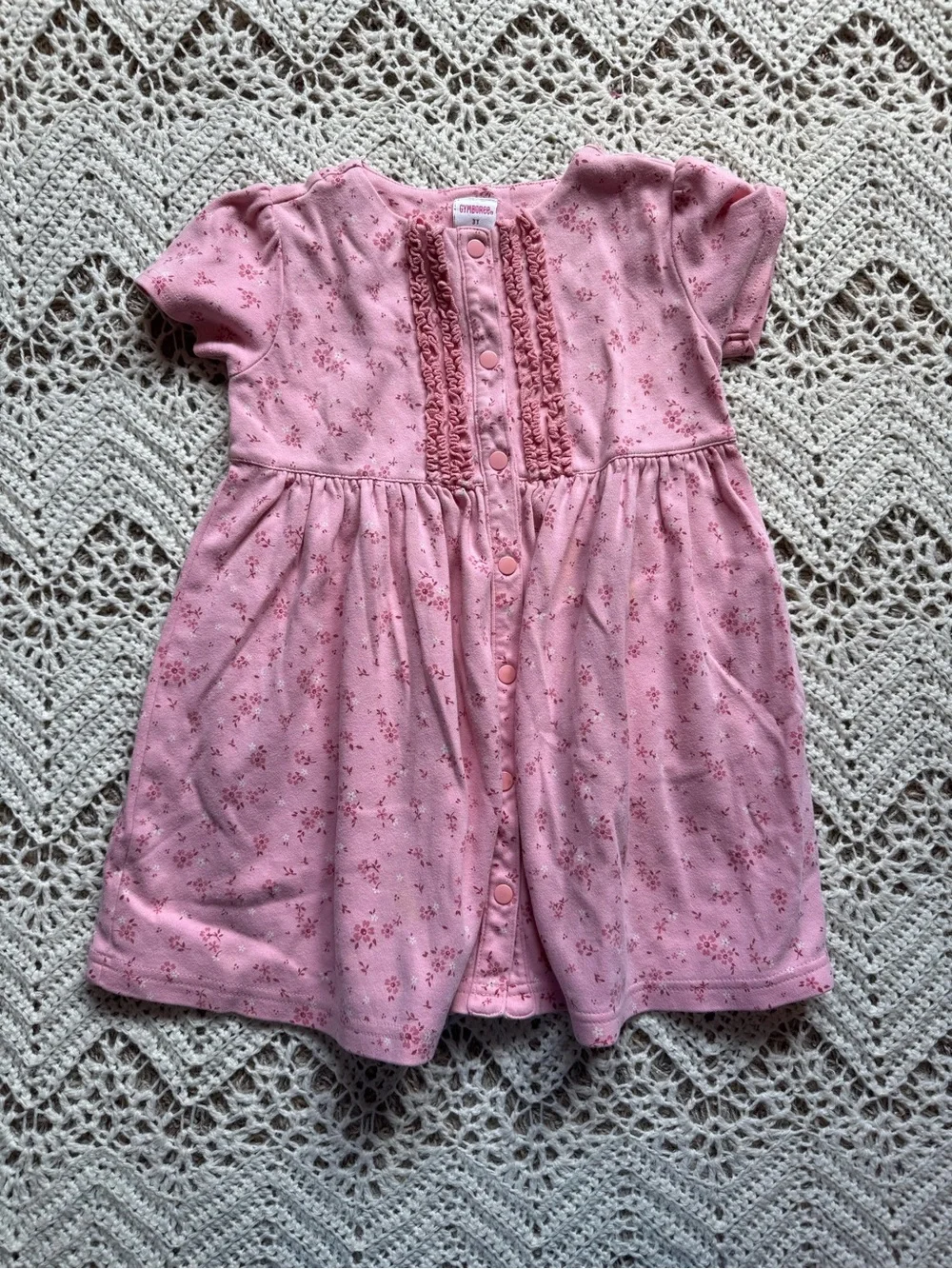 Vintage Gymboree Navy Mushroom Dress Pink Floral 3T Early 2000’s